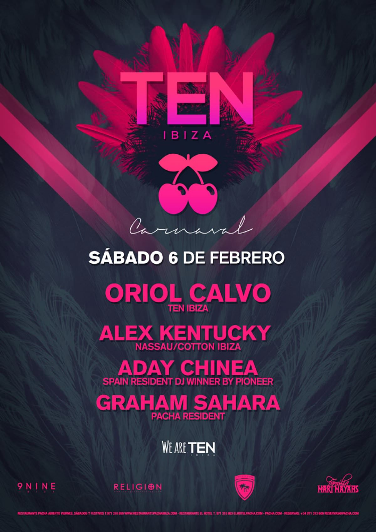 TEN Ibiza // GUEST LIST // Sábado 6 Febrero // Special Carnival Edition