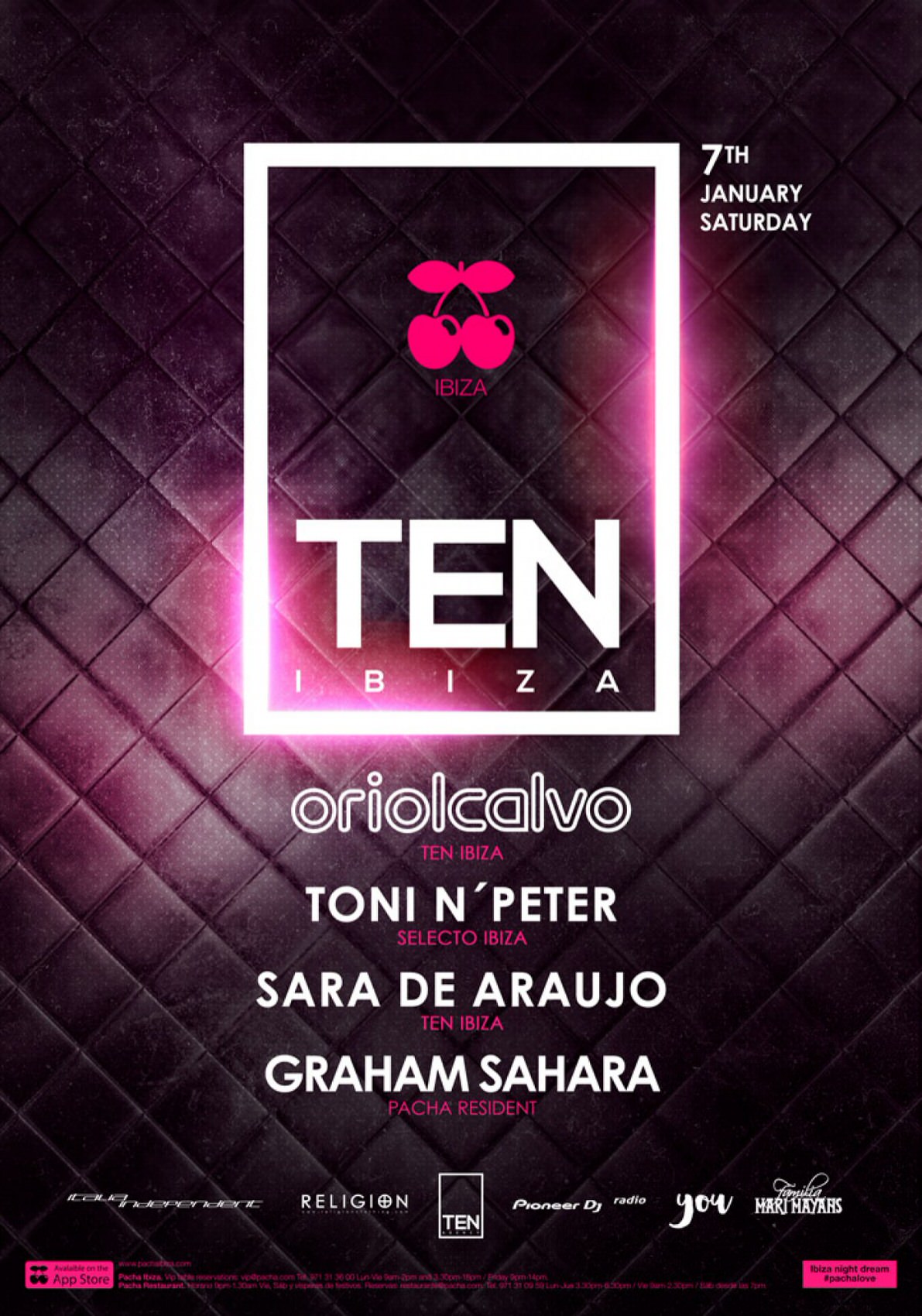 TEN Ibiza · Guest List · PACHA Ibiza · Sat January 7th